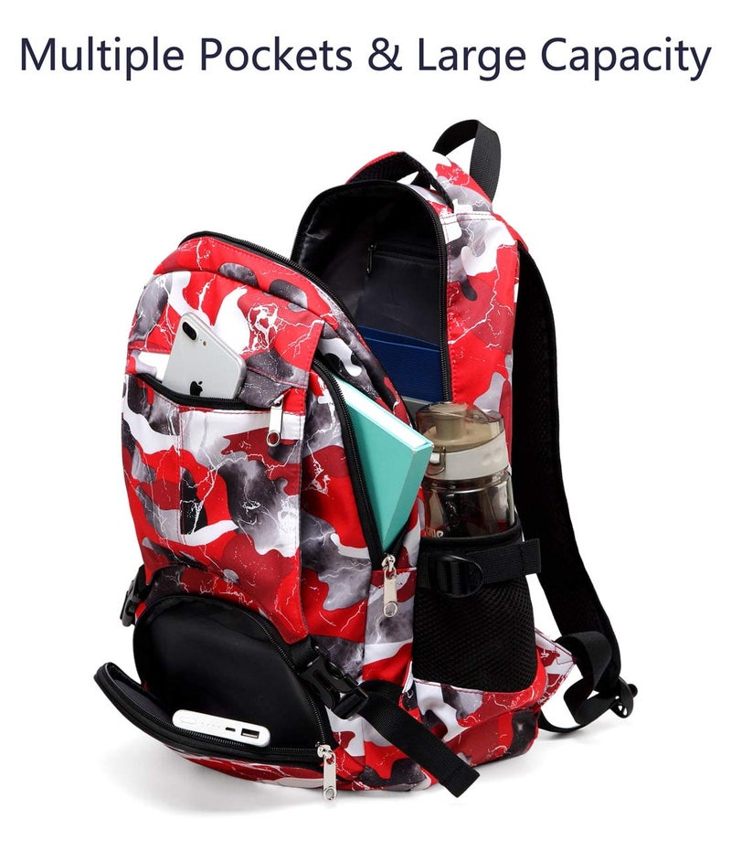 BLUEFAIRY Kids Backpack for Girls Boys Elementary Middle School Bookbag for Teens Ages 8-10 Back to School Bags Large Compartment Mochila Escolar para NiÃƒÂ±os Camo Red - Image 5